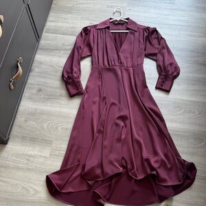 Zara Burgundy Long Sleeve Dress
